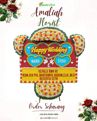 Karangan Papan Bunga Pernikahan di Cukanggalih
